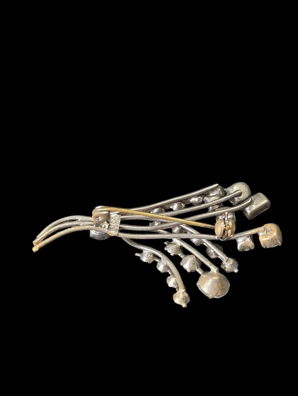 Vintage Made In Austria Sparkling Silver Tone Crystal Spray Brooch